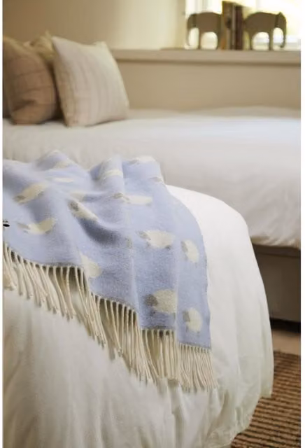 Tweedmill Blue Merino Wool Baby Blanket