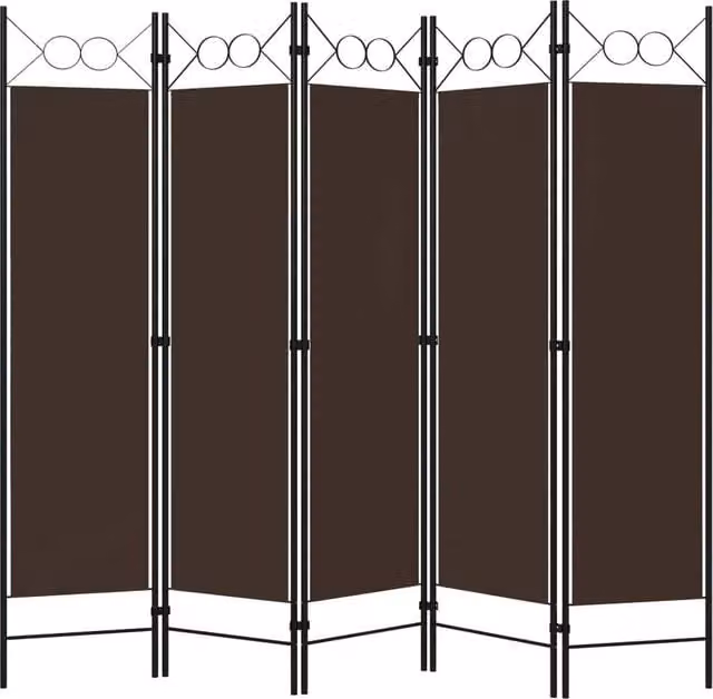 Berkfield Home 5-Panel Room Divider in Brown, W/H: 200 x 180 cm