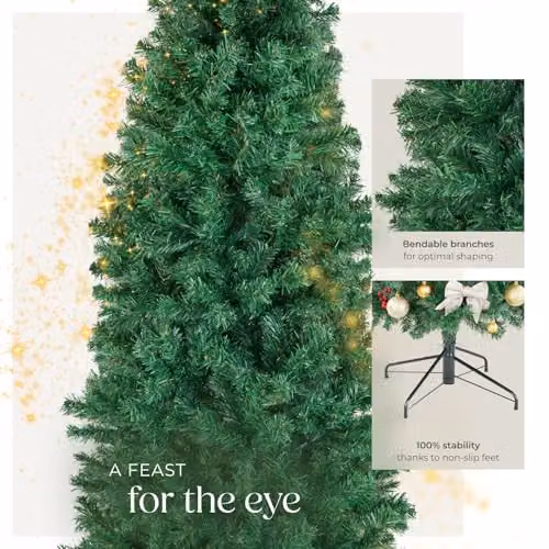 tectake Artificial Christmas Tree in Green with Lifelike Needles and Metal Stand, Height: 150 cm – 3