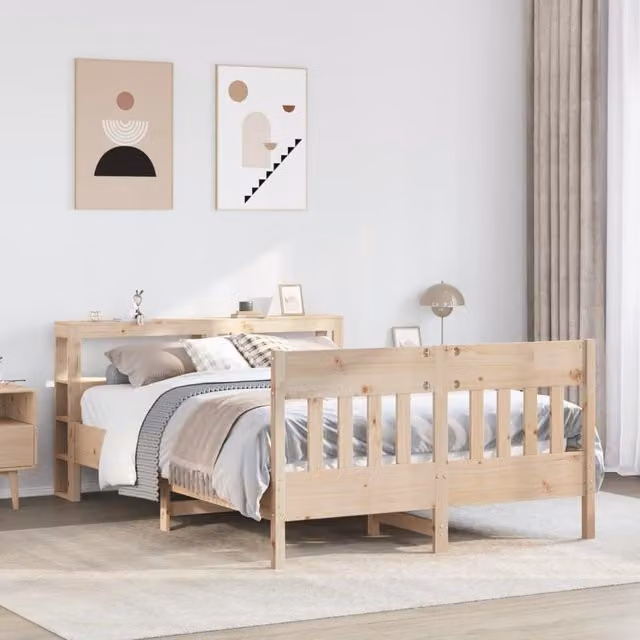 Berkfield Home Rustic Solid Wood Pine Bed Frame in Brown, W/D/H: 160 x 200 cm – 1