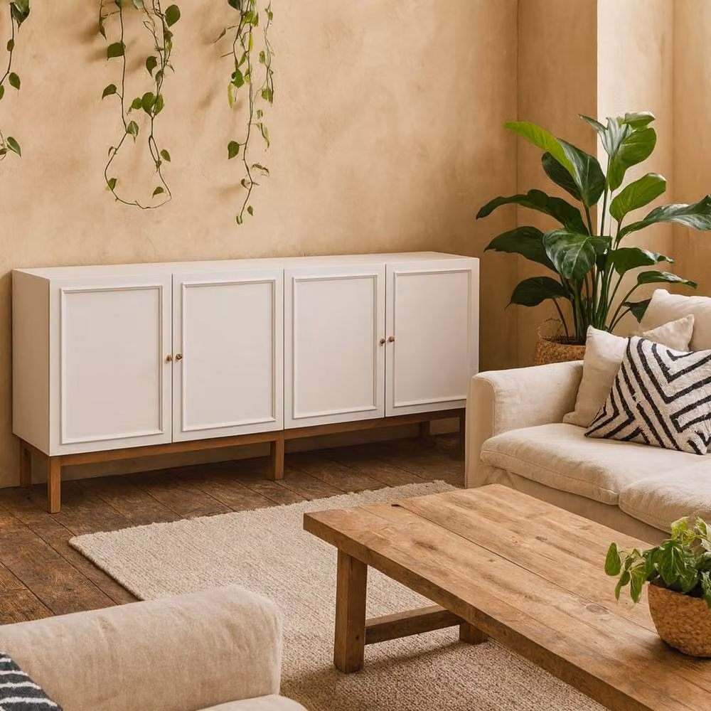Wyld Haus Sofia Sideboard in Light Grey and Oak with 4 Doors and 1 Drawer – 2