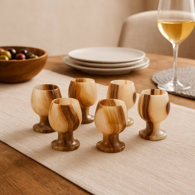 Orsina Marmore Set of Six Onyx Shot or Liqueur Glasses, Multicolour – 1