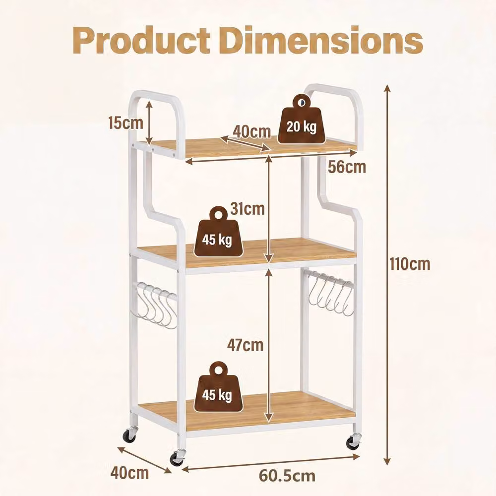 Costway 3 Tier Rolling Printer Stand Mobile Machine Table in Brown – 2