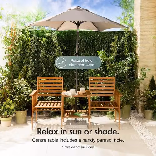 VonHaus Cannes 2 Seater Acacia Wood Garden Love Seat in Brown – 4