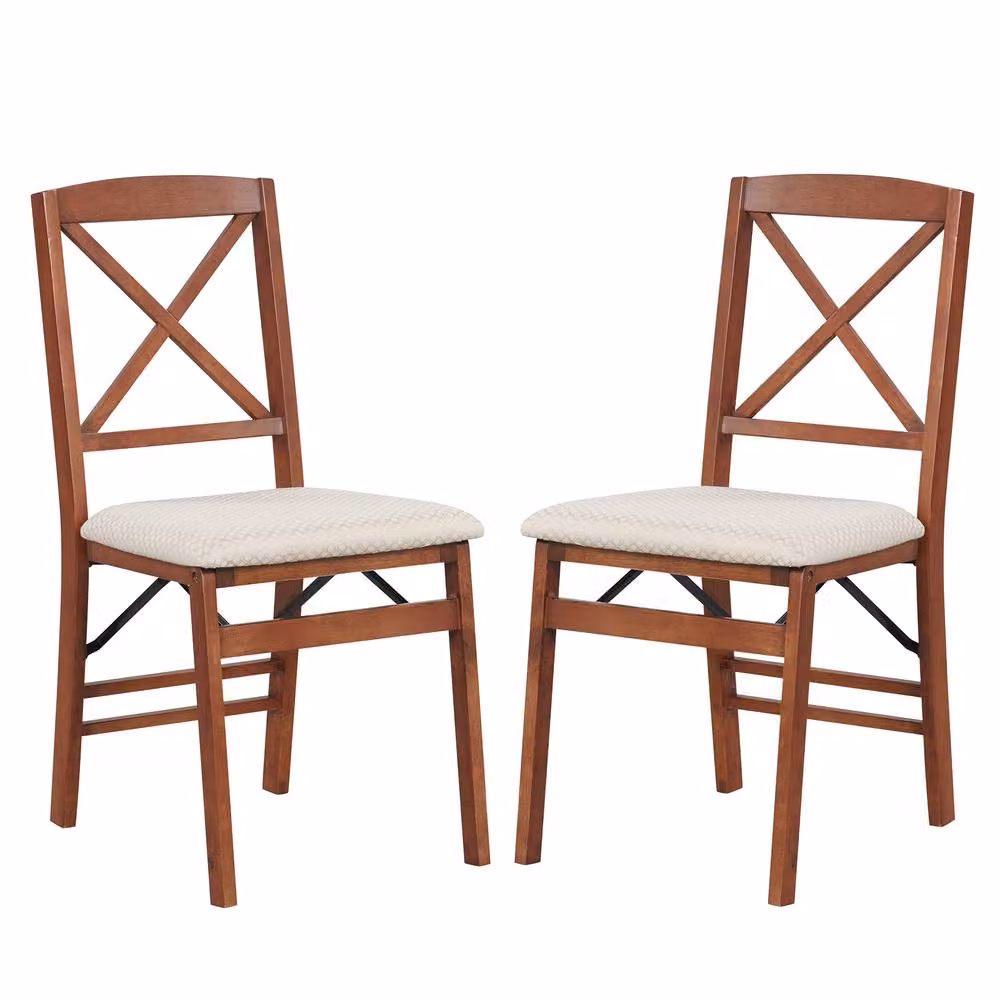 Costway Set of 2 Folding Dining Chairs with Padded Seats in Walnut Brown – 2