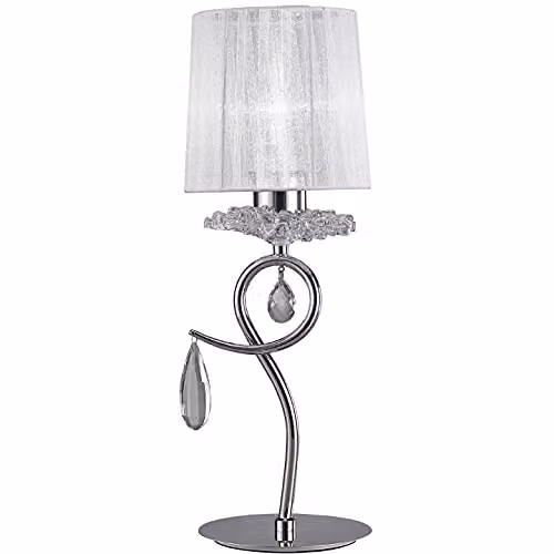 Netlighting Louise Table Lamp with White Shade, Chrome and Crystal Finish