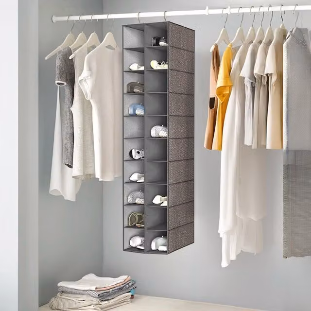 Livingandhome 20-Compartment Hanging Shoe Storage Organiser in Grey