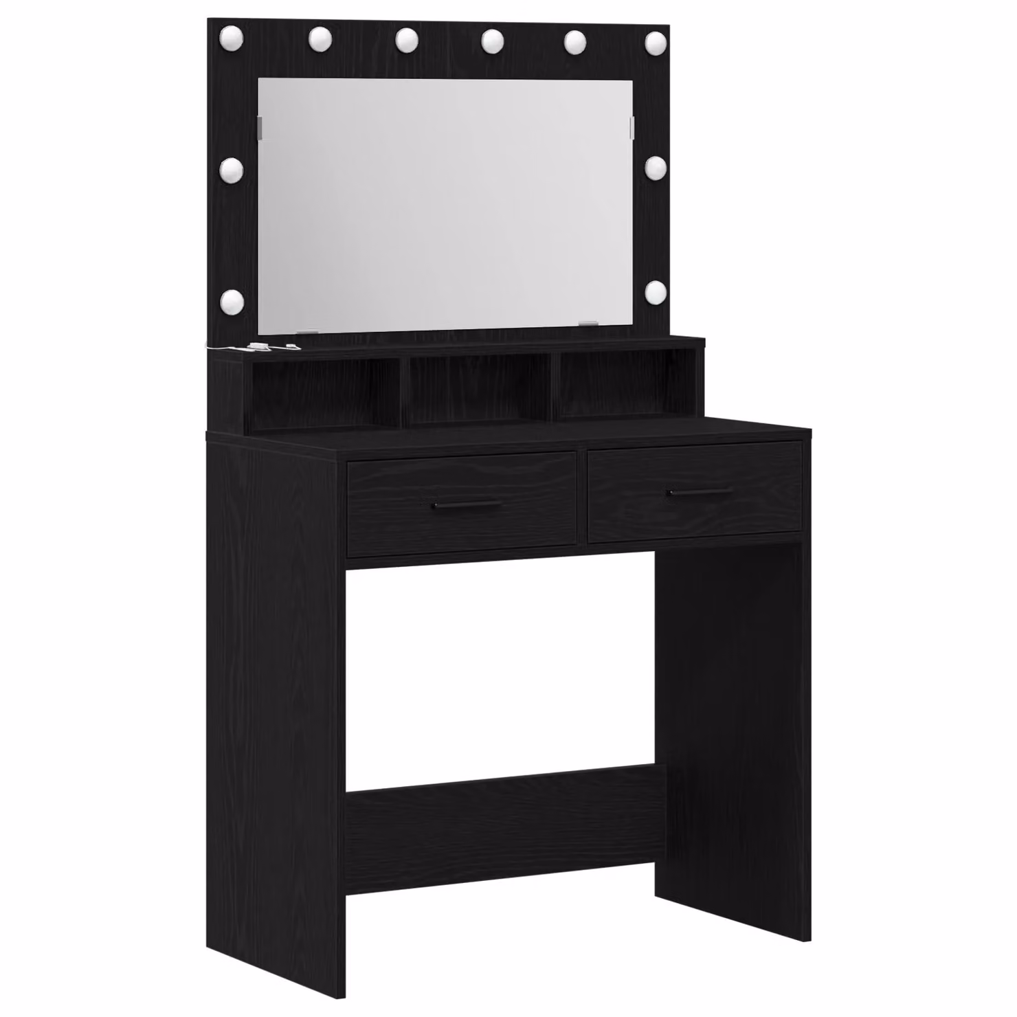 Berkfield Home Black Oak MDF Modern Vanity Table with Drawers, W/D/H: 79 x 41 x 135 cm – 2