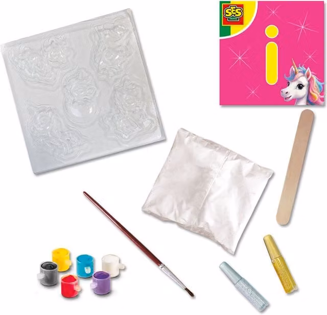 SES Unicorn Casting and Painting Kit with White Plaster Baby Unicorns in Multicolour
