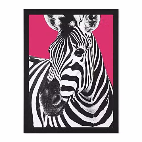 Wee Blue Coo Zebra Animal Print Framed Wall Poster, Multicolour, W: 45.7 cm x H: 61.0 cm