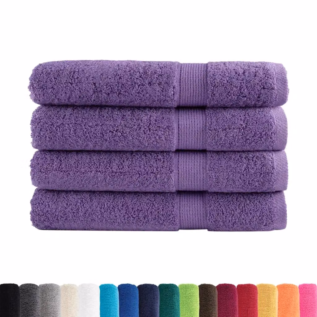 Berkfield Home SOLUND Premium Cotton Sauna Towels, 4 Pack, Purple, W: 80 cm x L: 200 cm, 600 gsm – 2