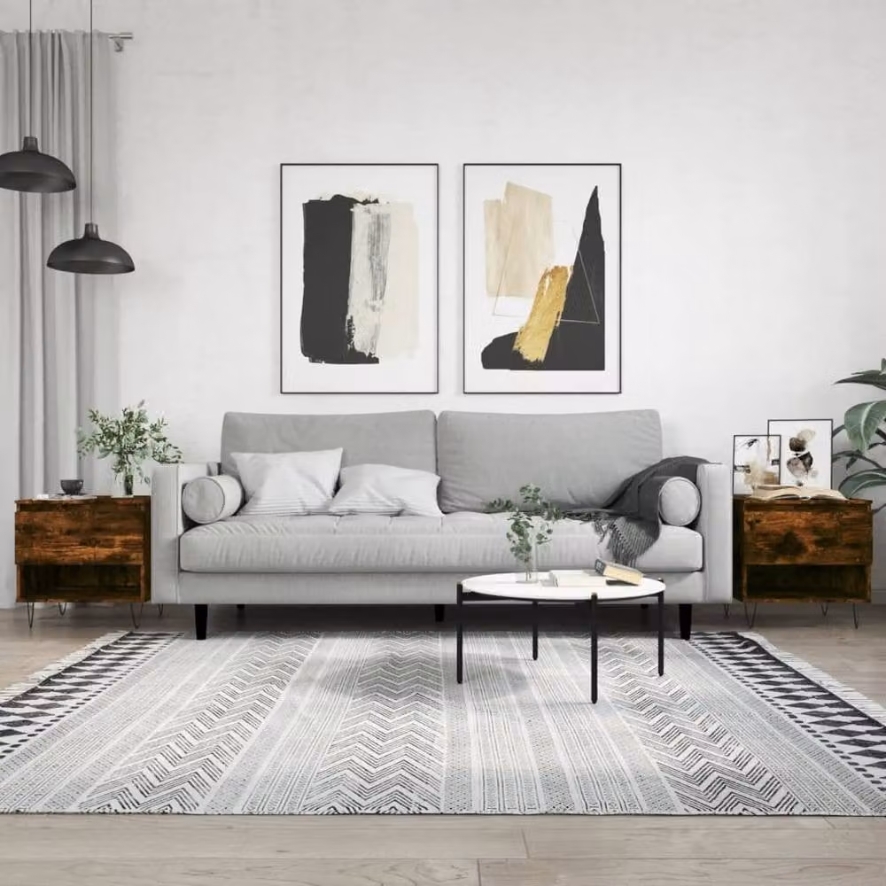 Berkfield Home Modern Nested Coffee Table Set of 2, Smoked Oak Brown, W/D/H: 50 x 46 x 50 cm – 1