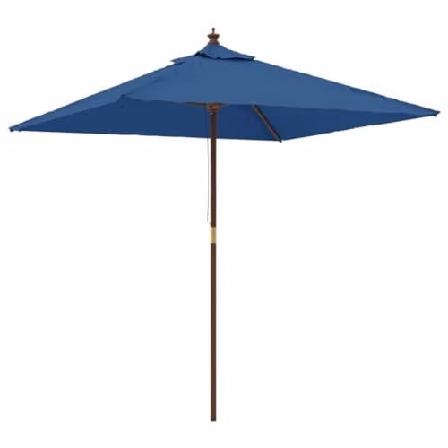 vidaXL Garden Parasol with Wooden Pole and Polyester Canopy in Blue, W/D/H: 198 x 198 x 231 cm