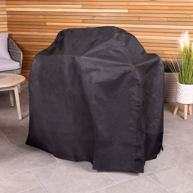 Charles Bentley Universal Waterproof Premium Gas and Charcoal BBQ Cover in Black, W/D/H: 120 x 114 x 61.5 cm – 1