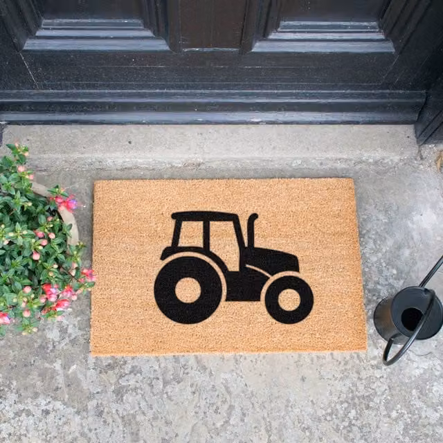 Artsy Mats Brown Tractor Non-Slip Coir and Rubber Doormat