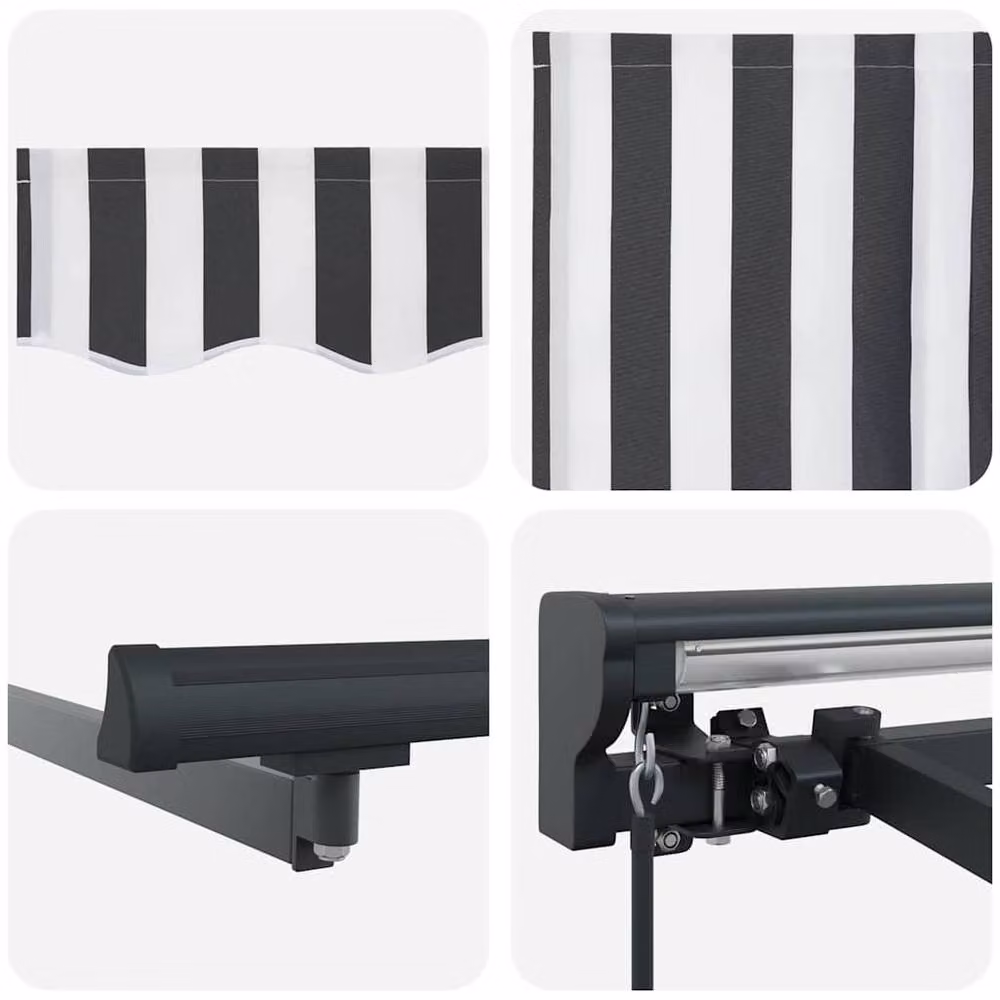 Berkfield Home Manual Retractable Awning in Anthracite and White, W: 300 cm, D: 250 cm – 3