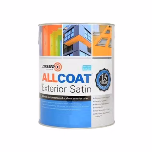 Zinsser Allcoat Exterior Water Based Satin Paint, Anthracite Grey (RAL 7016), 5l