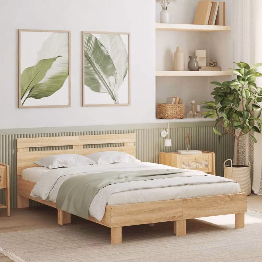 Berkfield Home Durable Sonoma Oak Bed Frame in Light Oak, W/D/H: 120 x 200 x 70 cm – 2