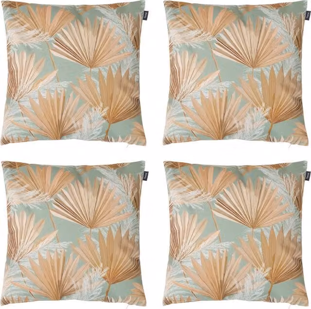 Icon Pampas Grass Floral Print Outdoor Square Cushion in Beige and Yellow