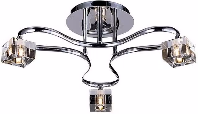 Netlighting Sisco Semi Flush Round 3 Light Ceiling Lamp in Polished Chrome and Grey Glass with G9 Bulbs – 1