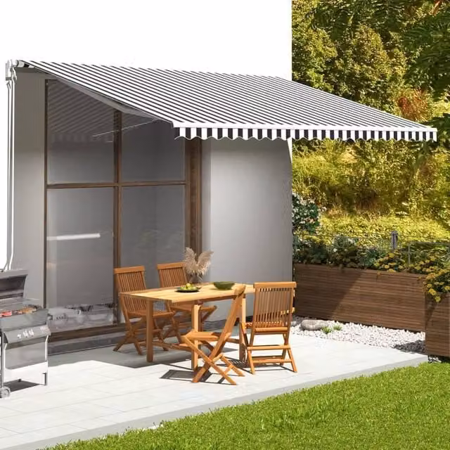 Berkfield Home Replacement Awning Fabric in Black, Anthracite and White, W: 5 m, D: 3 m