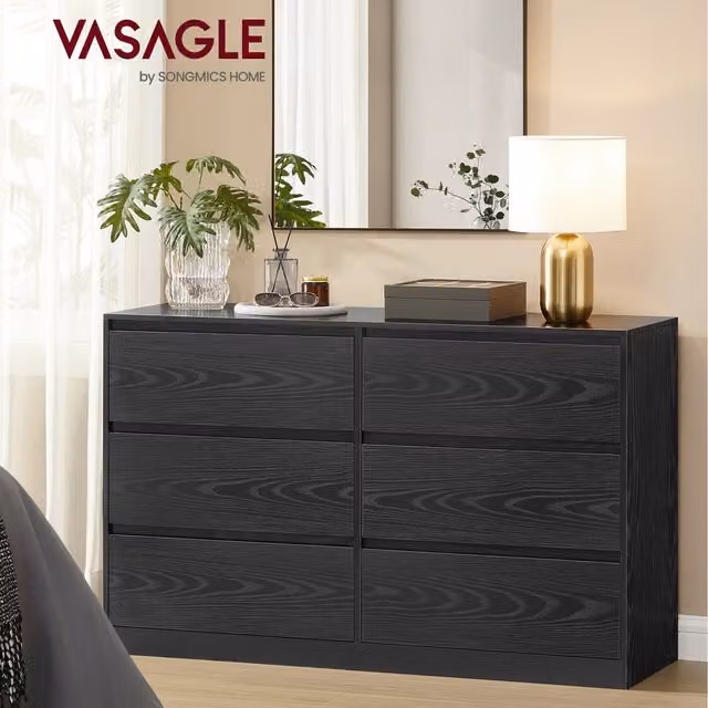 VASAGLE Modern 6-Drawer Storage Chest in Black