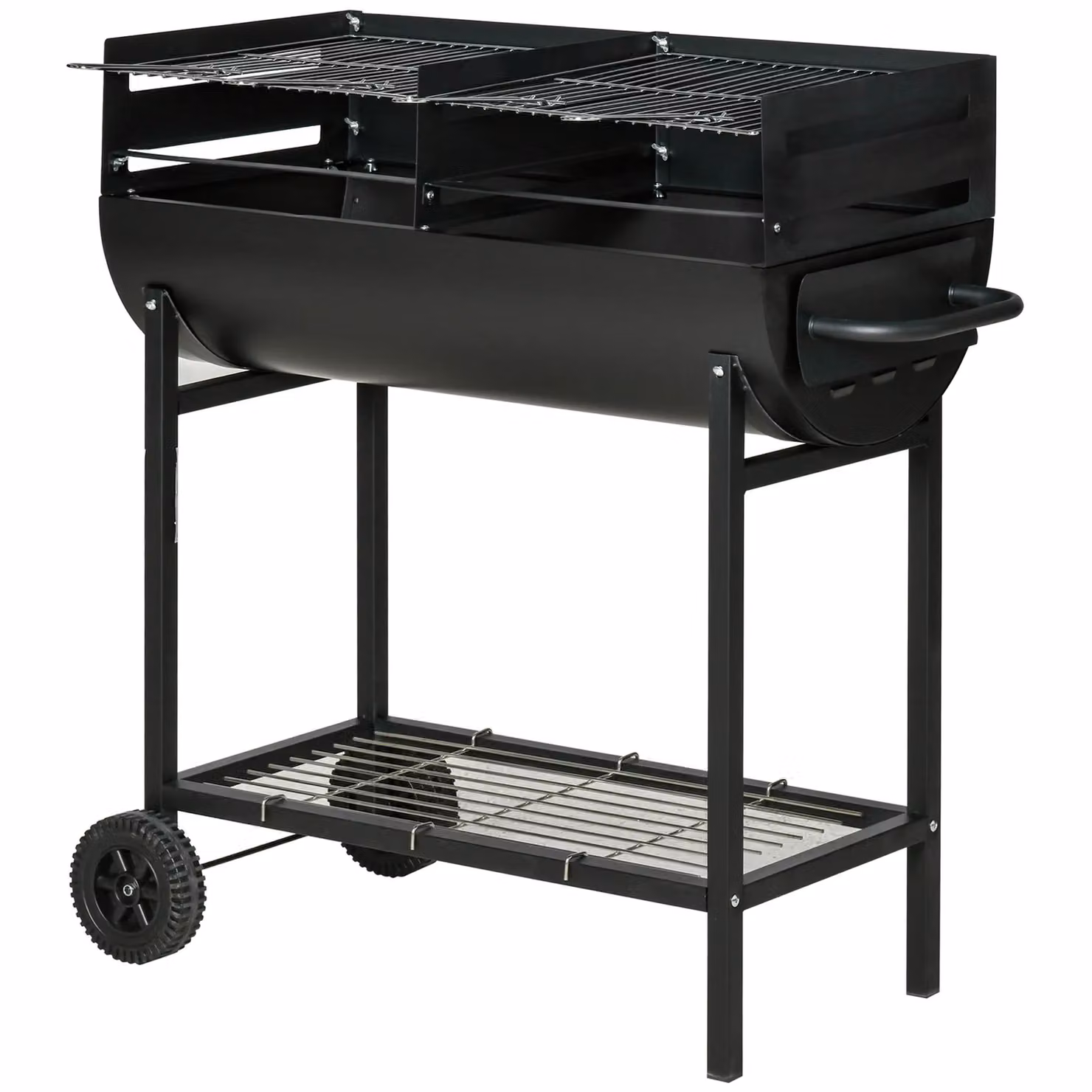 OUTSUNNY Portable Outdoor Charcoal BBQ Grill Cart with 2 Wheels, Black, W/D/H: 90 x 45 x 96 cm – 2