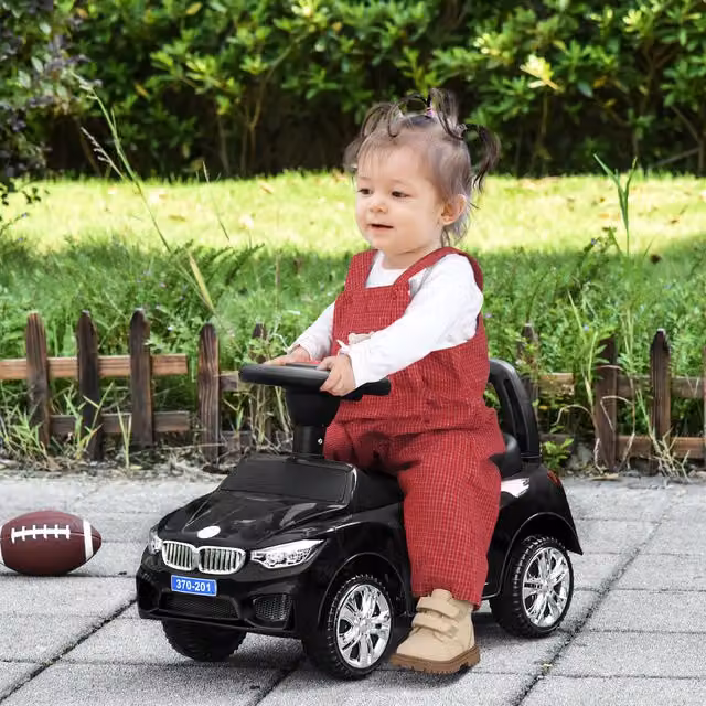 HOMCOM Ride-On Toddler Slider with Music and Horn, Black