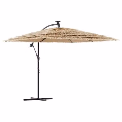vidaXL Garden Parasol with Steel Pole and Polyester Canopy, Brown, W/D/H: 246 x 246 x 230 cm – 1