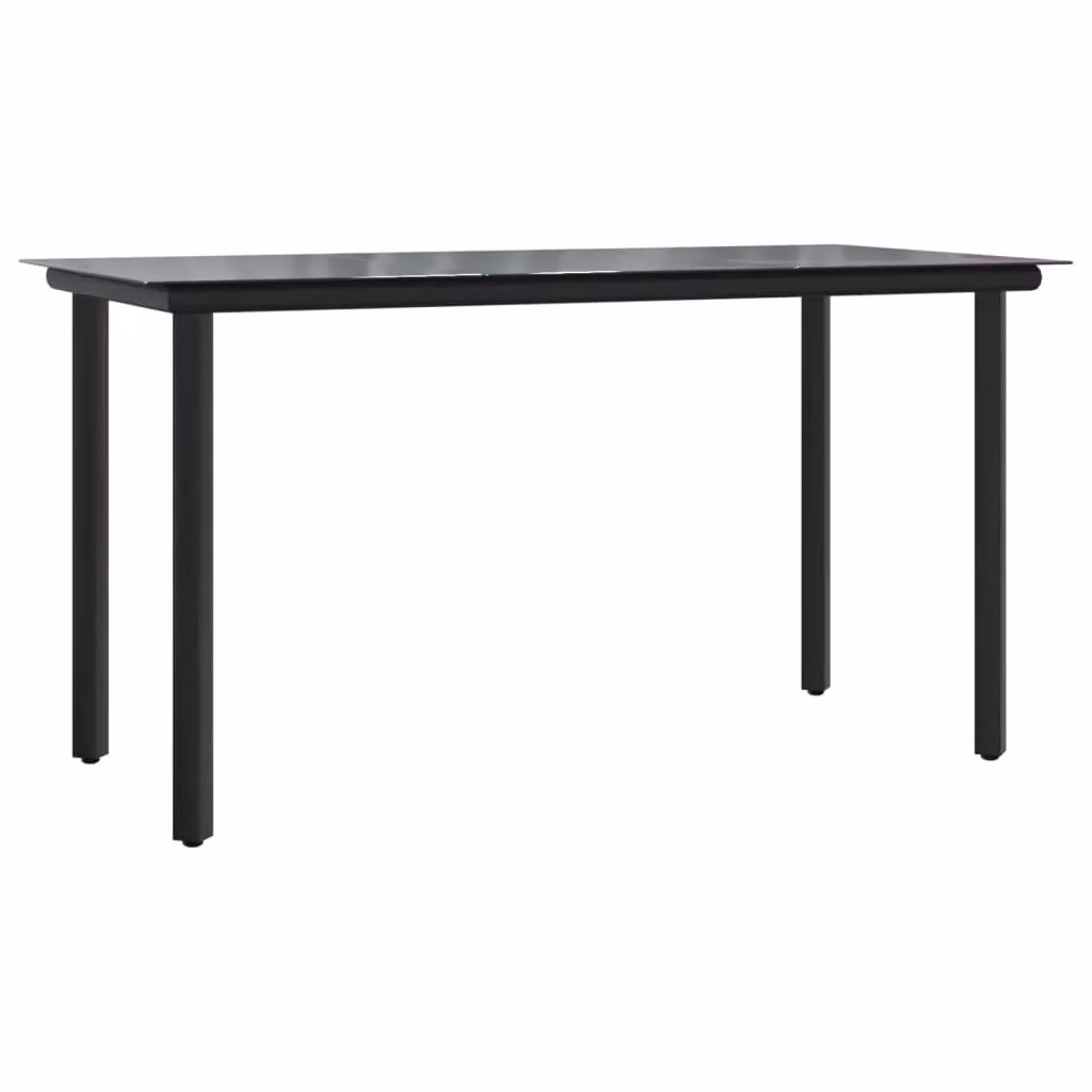 Berkfield Home Garden Dining Table in Black with Steel and Tempered Glass, W/D/H: 200 x 100 x 74 cm – 2