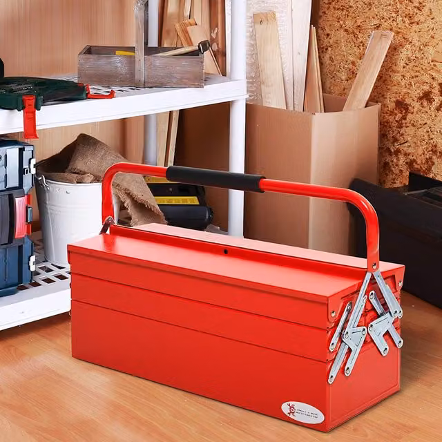 DURHAND 3 Tier Metal Tool Box in Red
