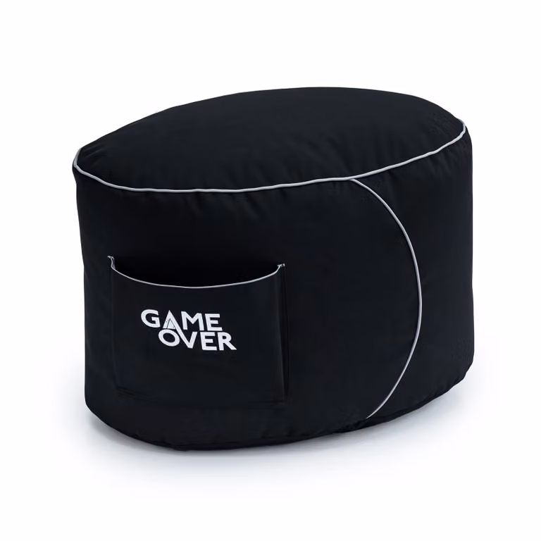 GameOver Store Black Cylindrical Video Gaming Bean Bag Footstool and Leg Rest