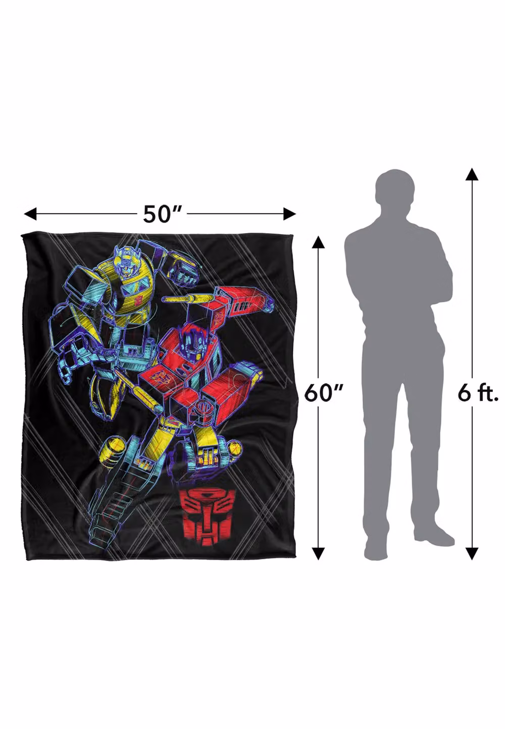 LOGOVISION Transformers Sketchy Optimus and Bumblebee Super Soft Fleece Throw Blanket, White, W: 152 cm, D: 127 cm – 8