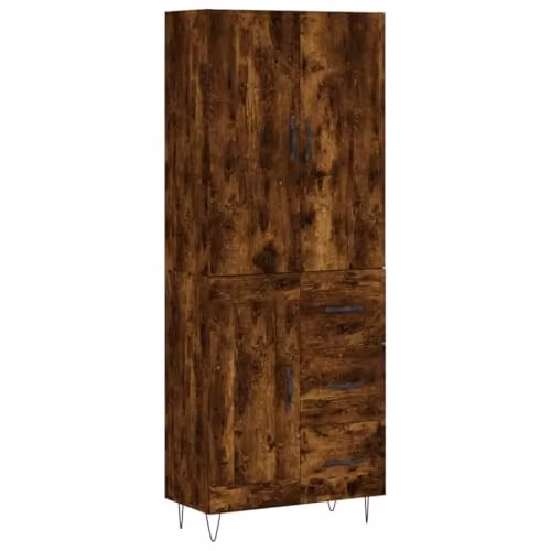 vidaXL Modern Smoked Oak Highboard Storage Cabinet for Living Room, Brown, H 180 x W 69.5 x D 34 cm