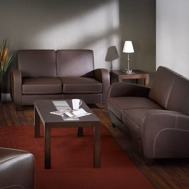 Ashfield Brown Faux Leather 2 Seater Sofa