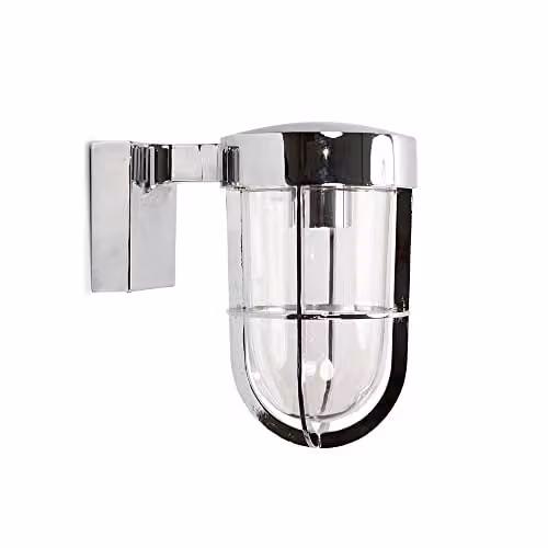 MiniSun Modern Polished Chrome Lantern Wall Light with Transparent Glass, H 20.0 cm x W 12.0 cm x D 19.0 cm