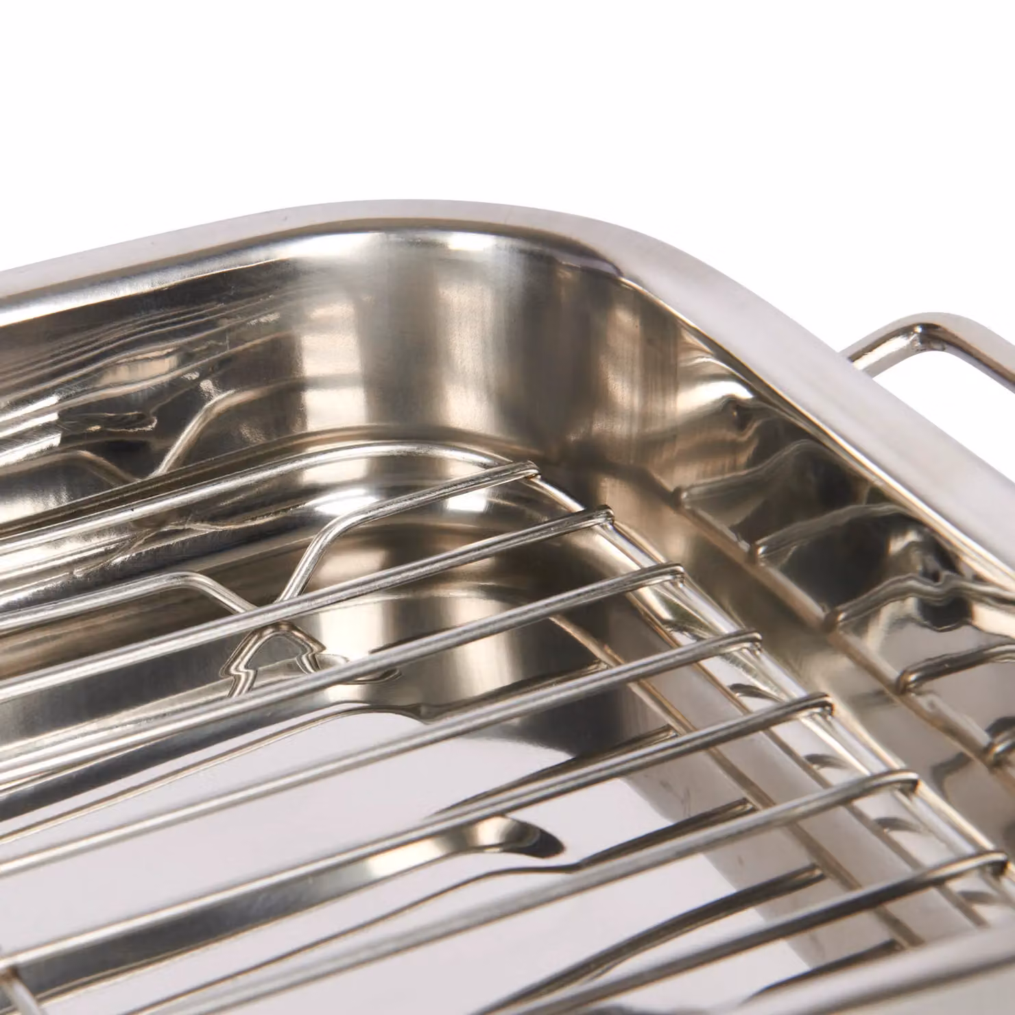 KitchenCraft Stainless Steel Rectangular Roasting Pan with Rack, Silver, W: 27 cm, D: 20 cm, H: 5.5 cm – 6