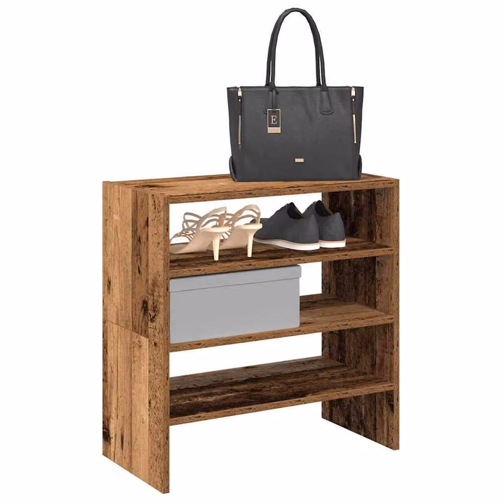 Berkfield Home Stackable Shoe Racks, 2 Piece Set, Brown Old Wood, W/D/H: 60 x 30 x 30.5 cm – 2