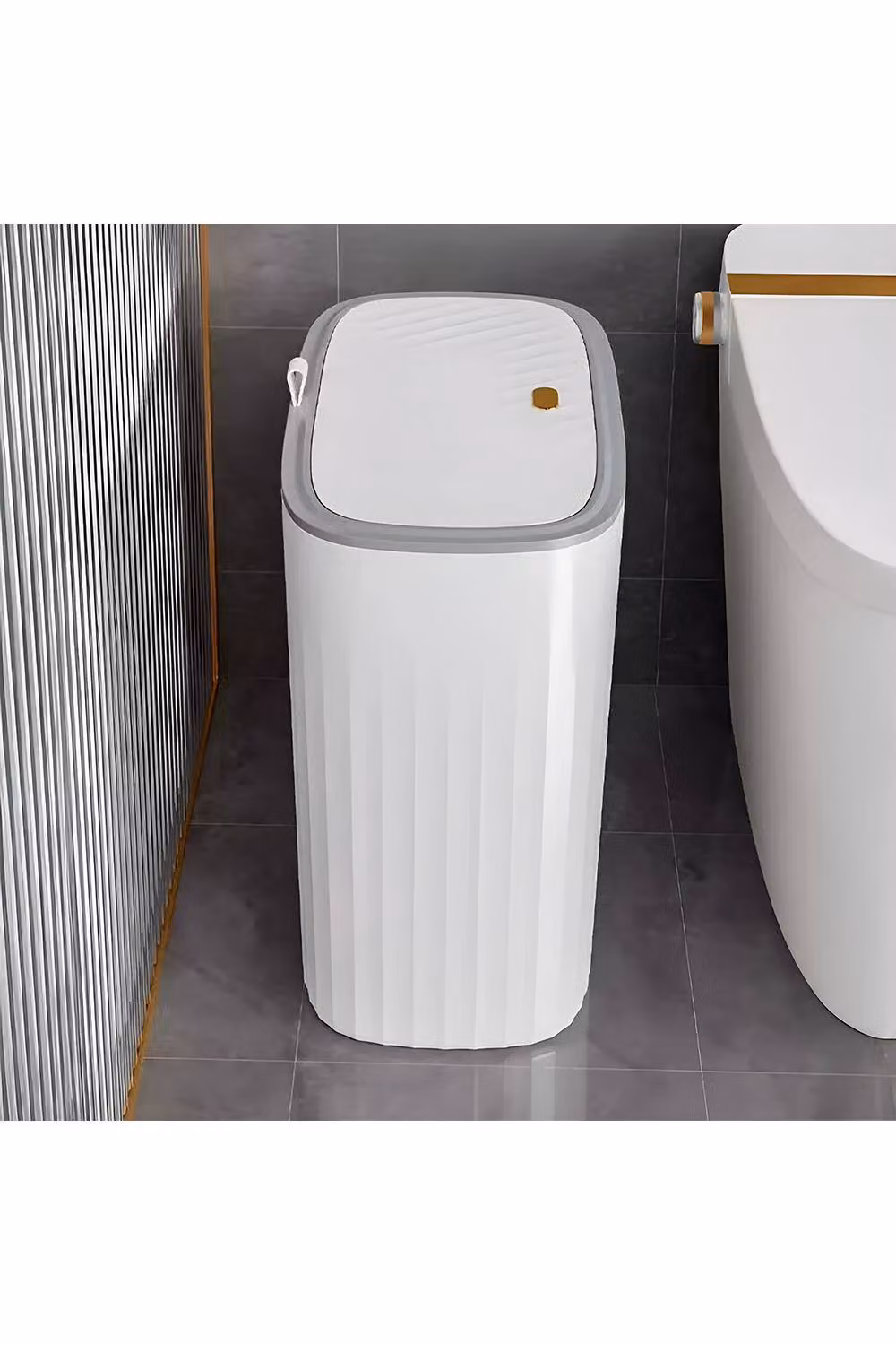 Living and Home Press-to-Open Wall Mounted Corner Hanging Trash Bin in White – 4