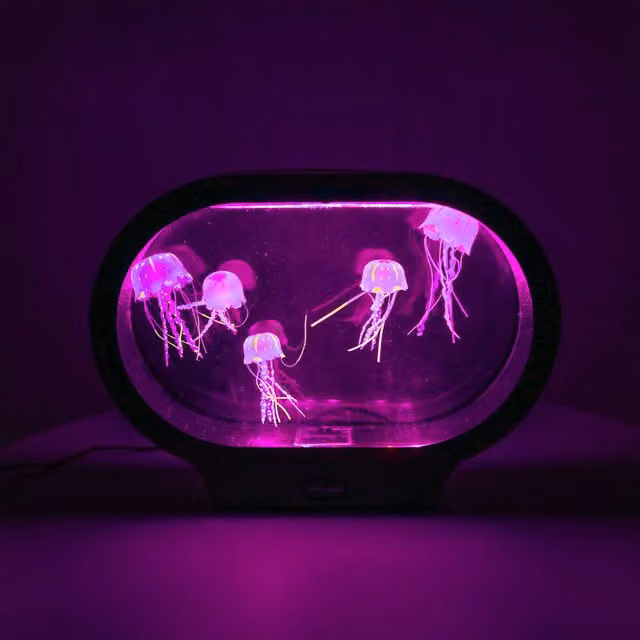 ValueLights Jellyfish Sensory Colour Changing Table Lamp in Black