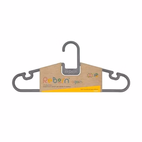ReBorn Pack of 8 Non-Slip Recycled Plastic Coat Hangers in Grey