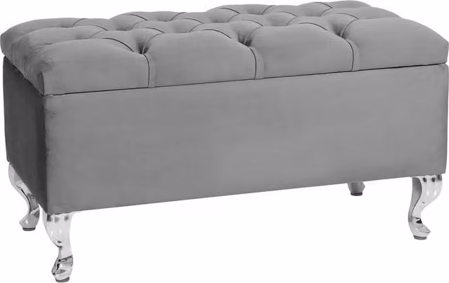 R&M Furnishers Chesterfield Ottoman Storage Bench, 180cm Tufted Upholstered Velvet Footstool in Petrol Grey