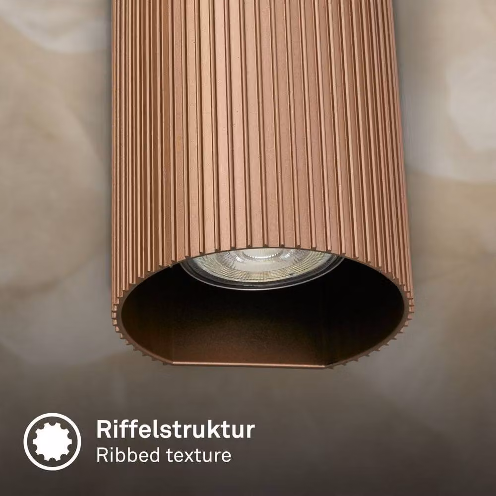 Briloner Coffee GU10 Up & Down Ribbed Wall Light in Bronze – 3
