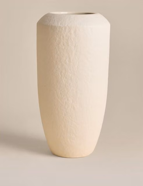 M&S Minimalist Tapered Textured Ceramic Tabletop Vase in Beige