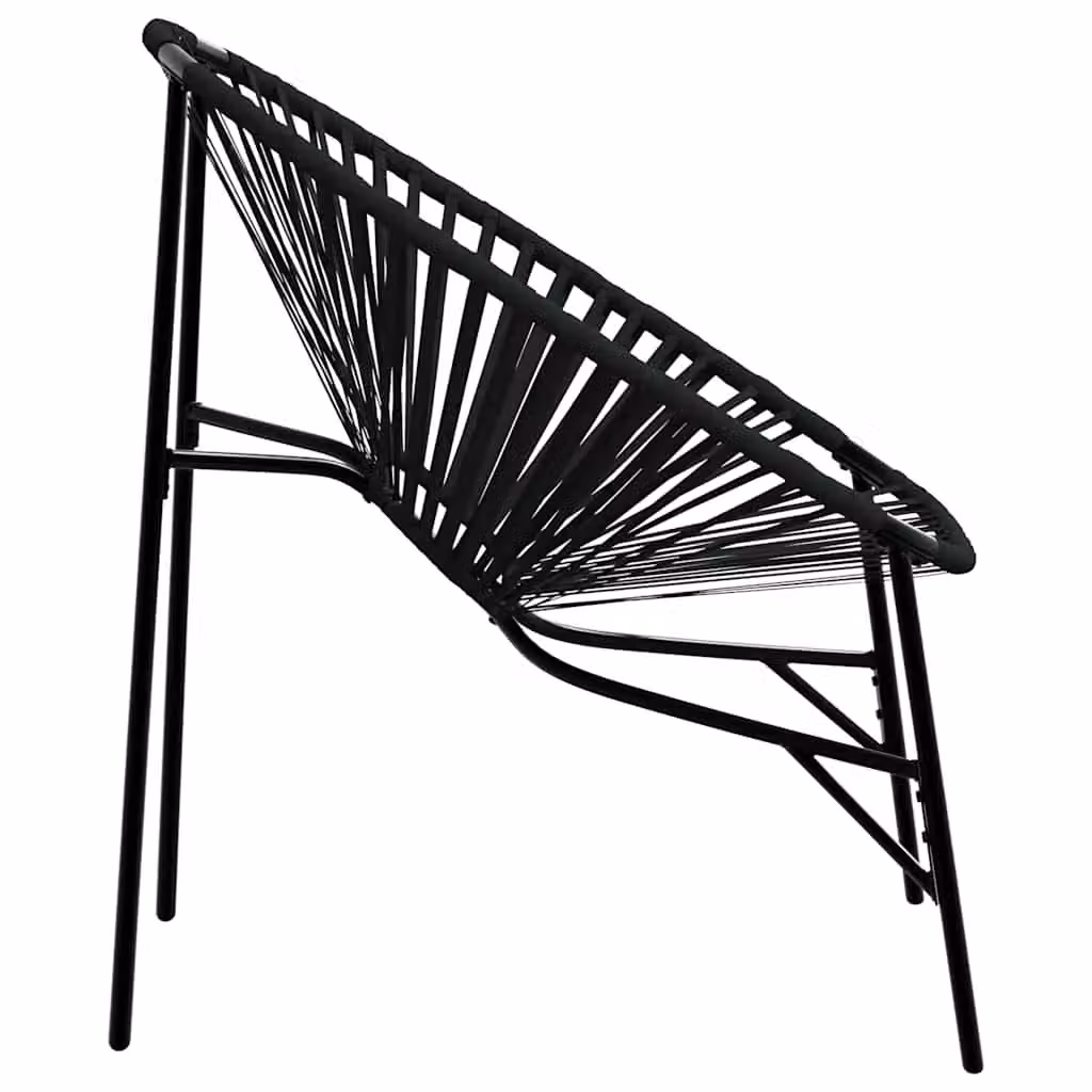 Berkfield Home Modern Black Poly Rattan Garden Egg Chair with Metal Frame – 3