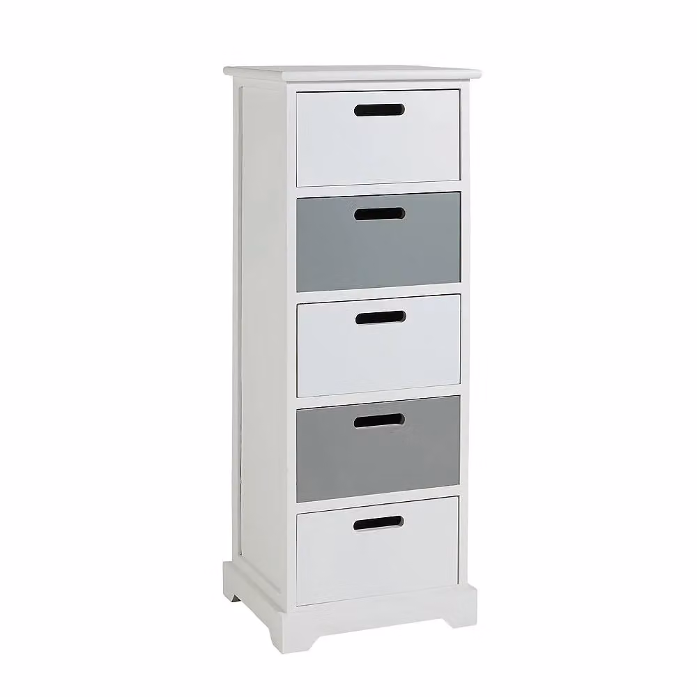 Home Source 5 Drawer Tallboy Wooden Bedroom Storage Chest in White – 3