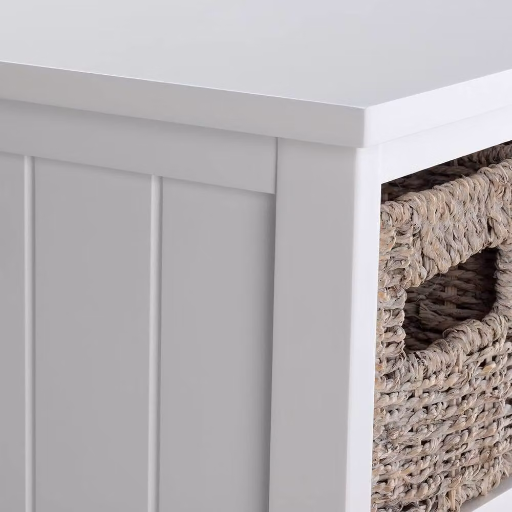 Tetbury Statement Furniture 8 Drawer Storage Unit in White with Whitewash Seagrass Baskets, W/D/H: 80 x 34 x 56 cm – 3