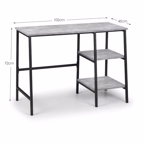Julian Bowen Staten Industrial Writing Desk in Grey and Black Concrete Effect – 2