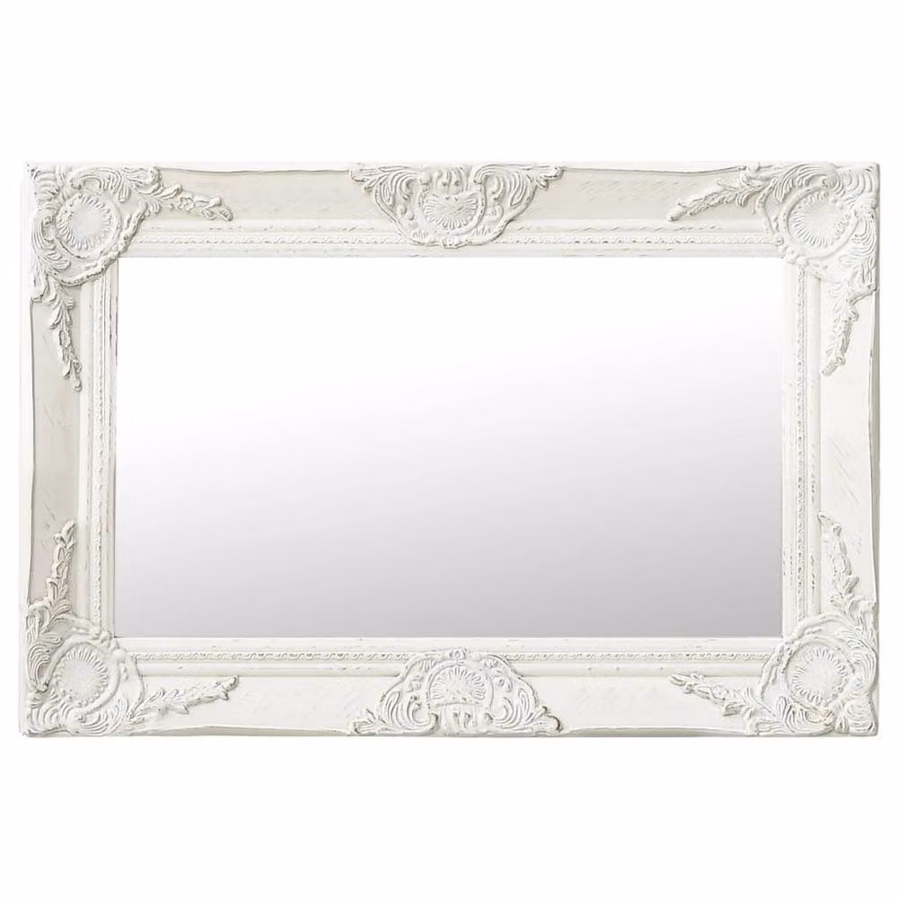 Berkfield Home Baroque Style Wall Mirror, White, W: 60 cm, H: 40 cm – 2