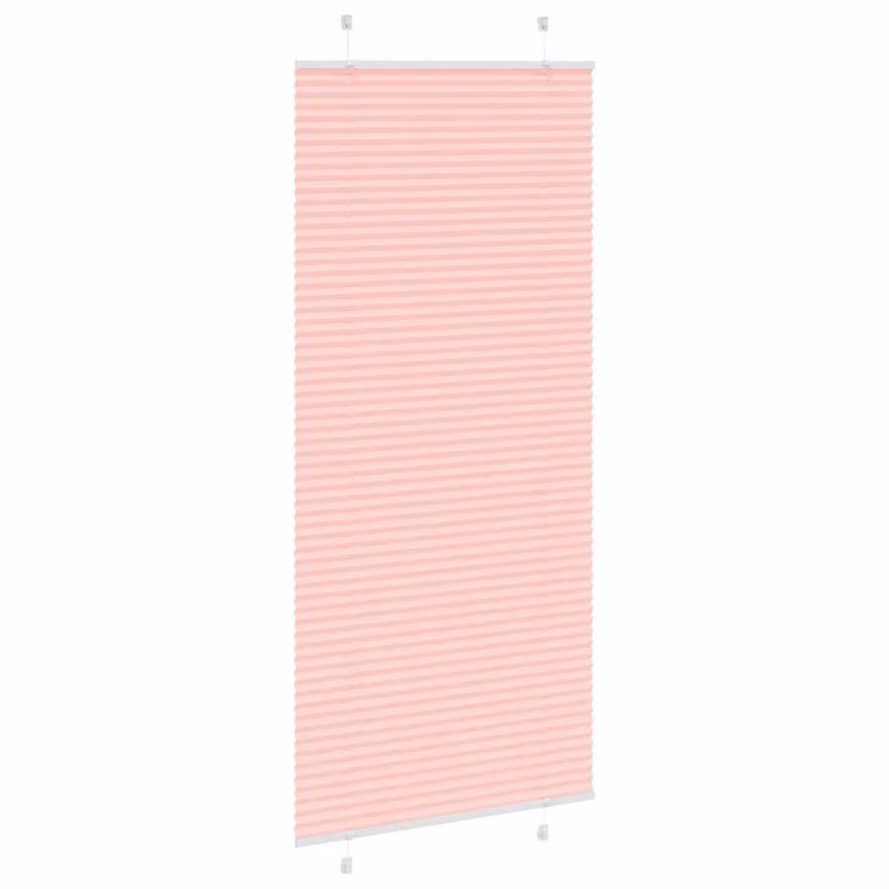 Berkfield Home Pink Single Pleat Polyester Semi-Transparent Blind, W: 99.4 cm, H: 200 cm